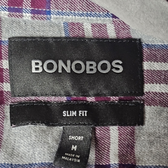 Bonobos Shirt Slim Fit Plaid Medium Men’s Gray Purple Cotton Fall Holiday - Picture 4 of 7